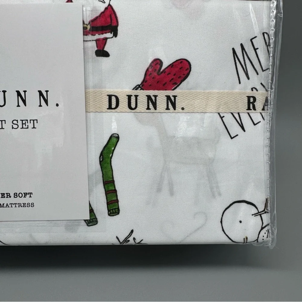 4pc Rae Dunn Christmas Merry Everything KING Sheet Set Santa Reindeer Snowman
